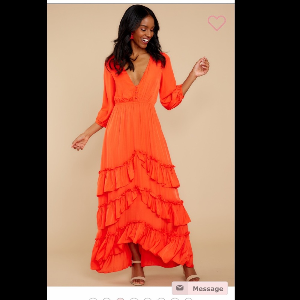 Orange Maxi Dress (Missing Button) - image 2